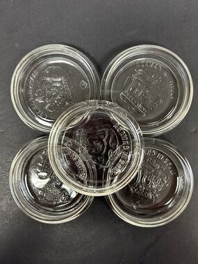 Vintage 1951 set of 5  CROWN  3” clear glass mason jar lids Canada